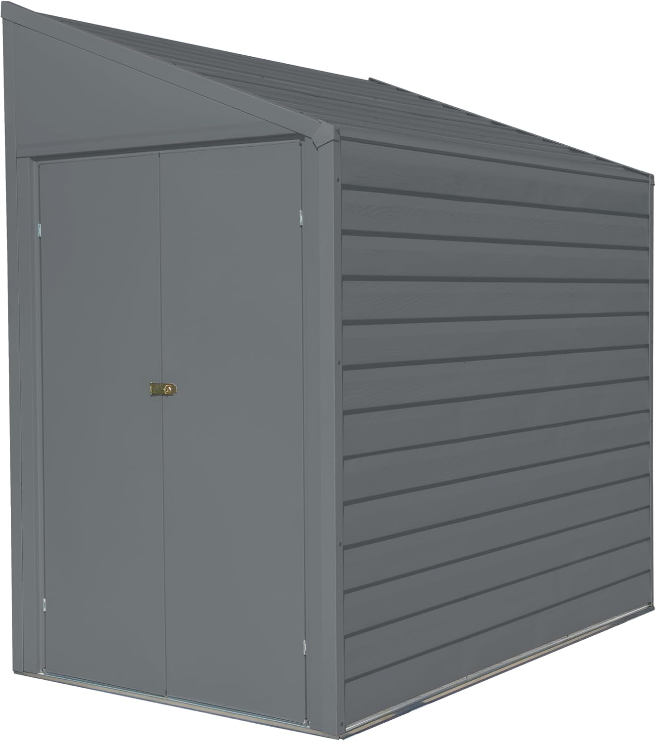 Arrow Yardsaver 4' x 7' Galvanized Steel Outdoor Storage Shed with Sloped Roof and Double-Door Entry, UV-Resistant Steel Floorless Compact Storage Shed, Charcoal