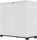 HOMSPARK Indoor/Outdoor Storage Cabinet with Doors, 34'x15'x34' HDPE Plastic Storage Box for Bedroom, Bathroom, Living Room, Balcony, Multi-Purpose for Daily Tools, White