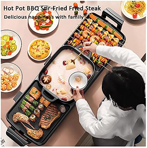 Smokeless Electric Grill with Hot Pot, Seats 5-10 People, Non-stick Double Boiler, Indoor Grill and Hot Pot Combination, Perfect for Family Gatherings