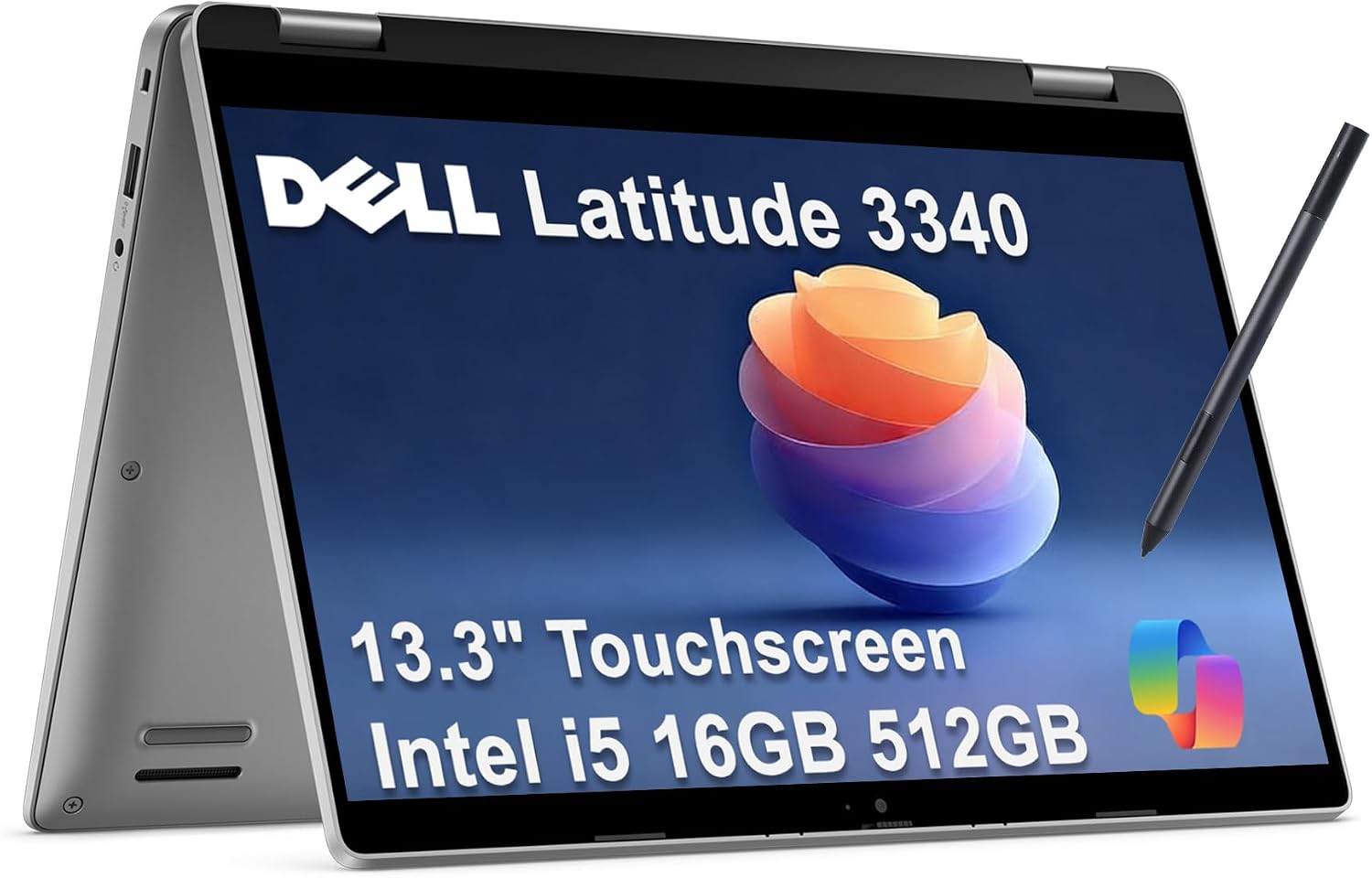 Dell Latitude 3340 3000 2-in-1 13' FHD Touchscreen Business Laptop (Intel 10-Core i5-1335U (> i7-1255U), 16GB DDR5, 512GB SSD, AES Stylus), Backlit, 1080p IR Webcam, Wi-Fi 6E, Win 11 Pro w/AI Copilot