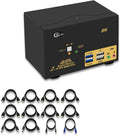 2 Port USB 3.0 Quad Monitor KVM Switch HDMI 2.1 8K@60Hz 4K@144Hz with Audio Output and All Input Cable, 2 PCs 4 Monitors Video Keyboard Mouse Peripheral Sharing Switcher