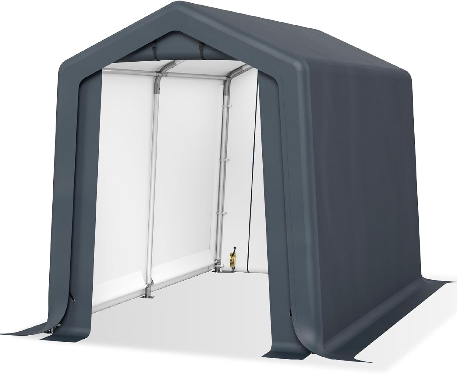 Sophia & William Outdoor Storage Shed,Carport 6x10 ft Heavy Duty, Portable Garden Yard Car Port Shelter Storage Tent Garage with Roll Up Doors and Ventilation, Grey