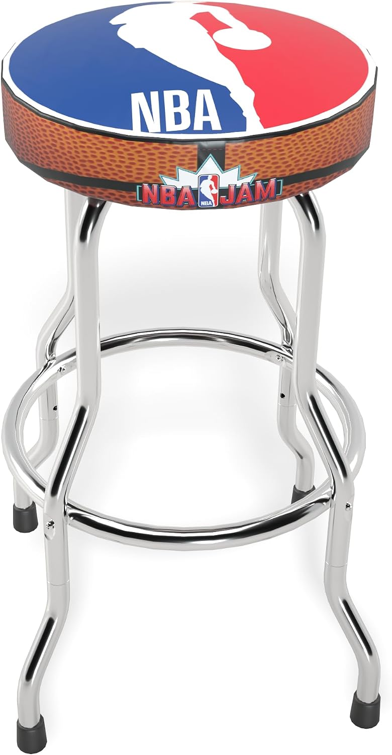 ARCADE1UP Officially Licensed Adjustable Stool with Chrome-Plated Steel Frame and High-Density Foam Padding for Supreme Gaming Comfort (NBA JAM)