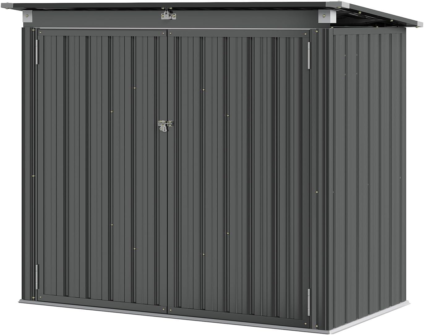 Aoxun Premium Outdoor Storage Shed Material Upgraded Version Metal Trash Can Storage with Chain Lid Waterproof Outdoor Garbage Can Organizer, Ideal for 2 Trash Bins, Generator, Garden Tools (Black)