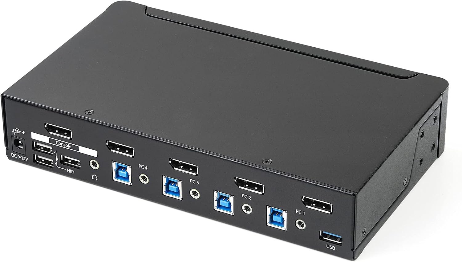 StarTech.com 4 Port DisplayPort KVM Switch - DP KVM Switch with Audio and Built-in USB 3.0 Hub for Peripherals - 4K 30Hz, TAA (SV431DPU3A2)