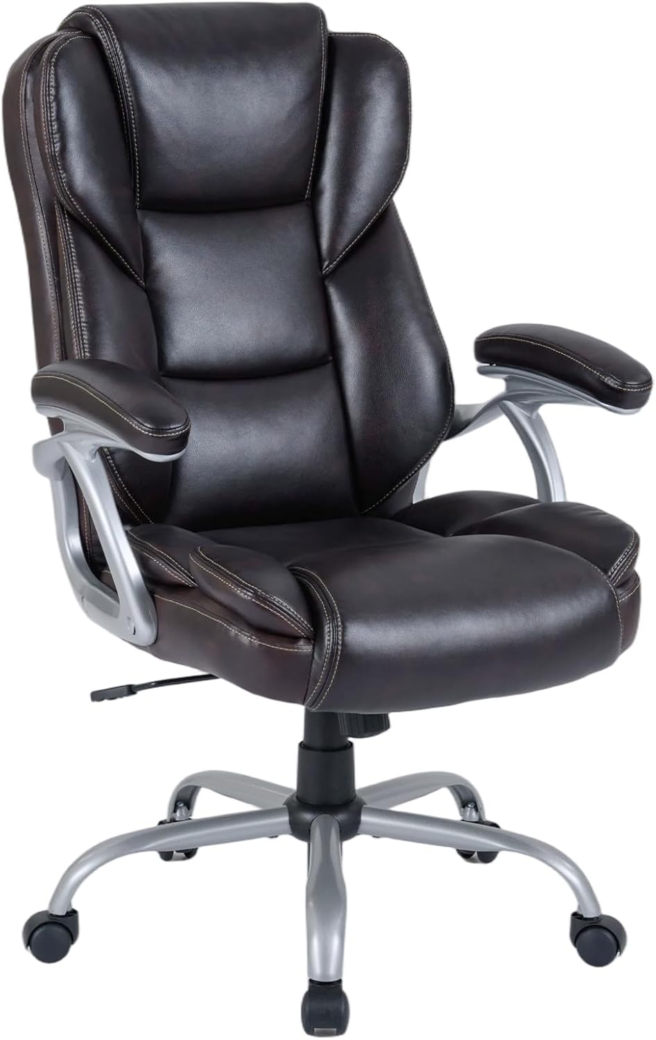Giantex Executive Office Chair, Leather Ergonomic Computer Desk Chair w/Rocking Function, Padded Seat & Arms, Height Adjustable Gaming Chairs, High Back Rolling Swivel Chair for Home Office (Espresso)