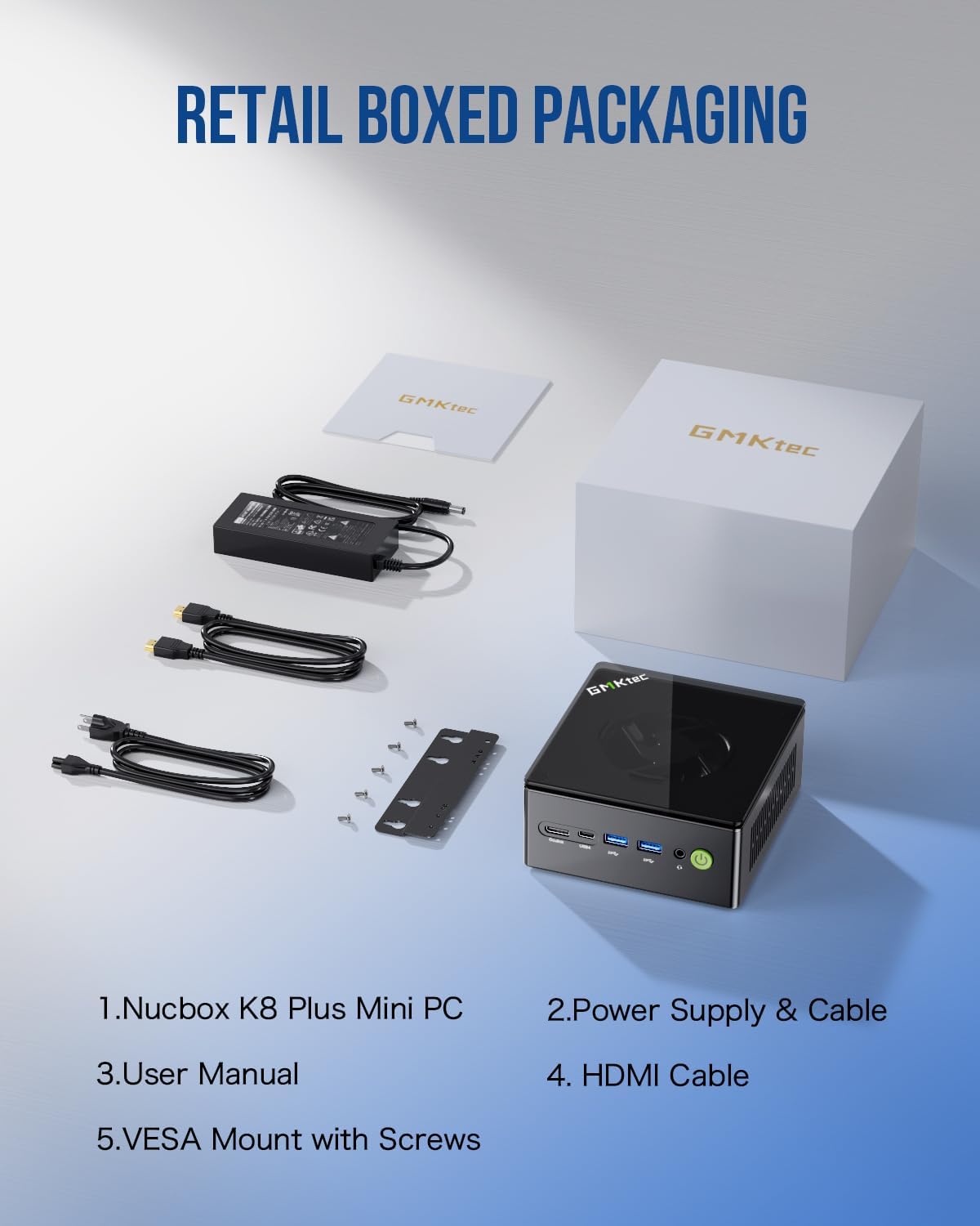 GMKtec Gaming Mini PC AMD Ryzen 7 8845HS (Turbo 5.1GHz) 32GB DDR5 512GB PCIe 4.0 SSD Dual i226V NIC/Oculink Port/USB-C 4 * 2/ HDMI 2.1 DP2.1/ Radeon 780M K8PLUS