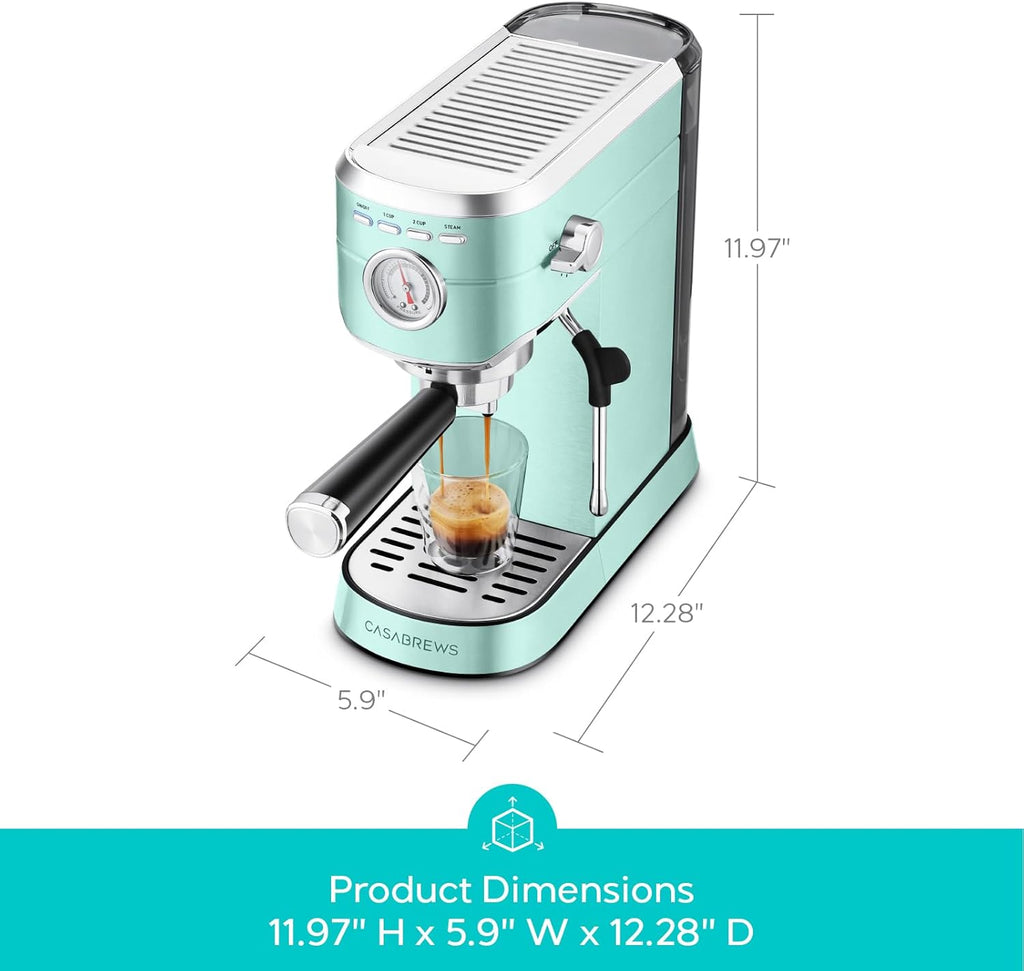 CASABREWS CM5418 Espresso Machine 20 Bar, Compact Espresso Maker with Steam Milk Frother, Stainless Steel Coffee Machine with 34oz Removable Water Tank for Cappuccino Latte, Pastel Green