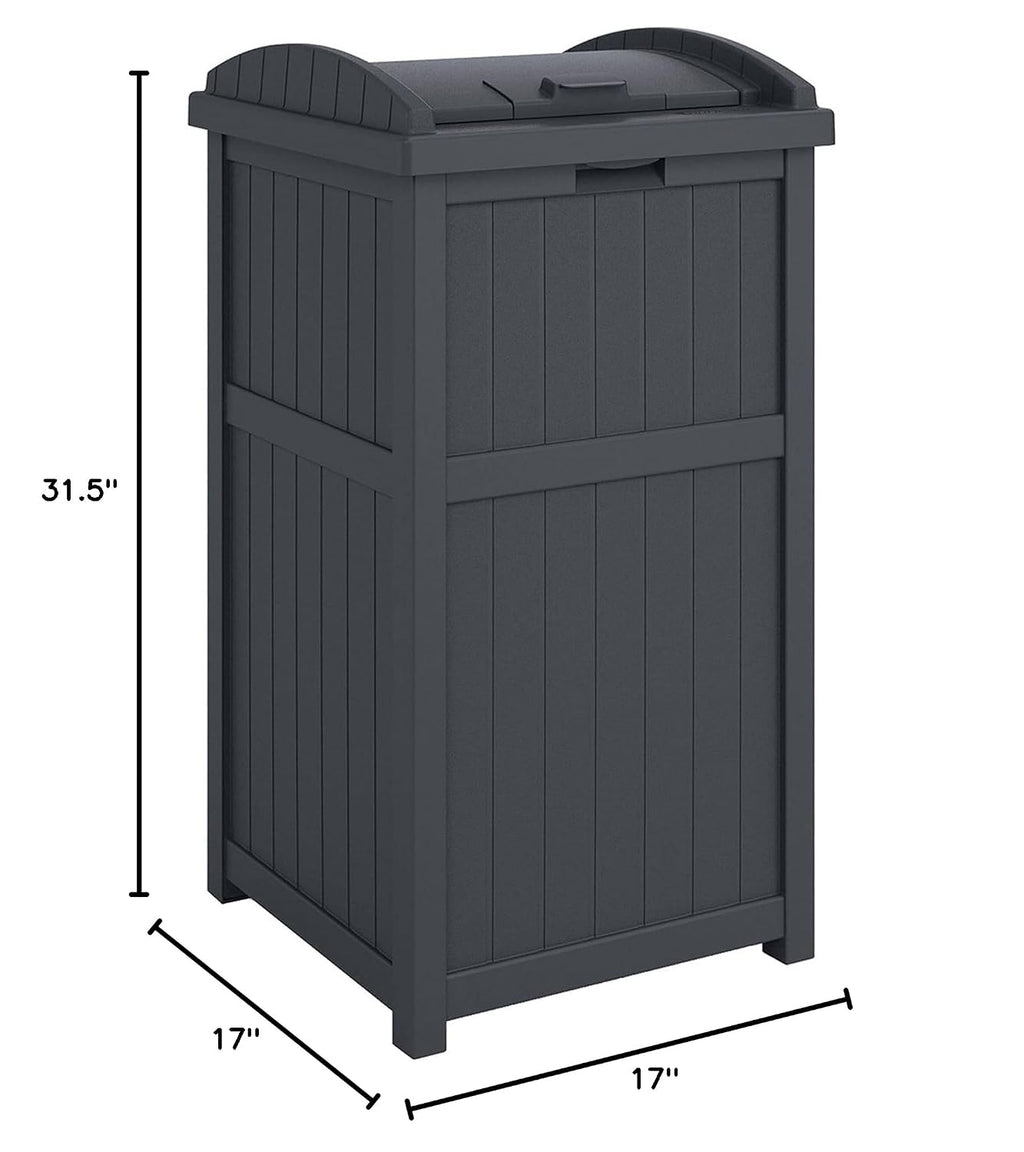 Suncast 2 Pack Trash Hideaway Refuse Container, Stylish Resin Outdoor Garbage Bin with Latching Lid, 30 to 33 Gallon Capacity, Cyberspace