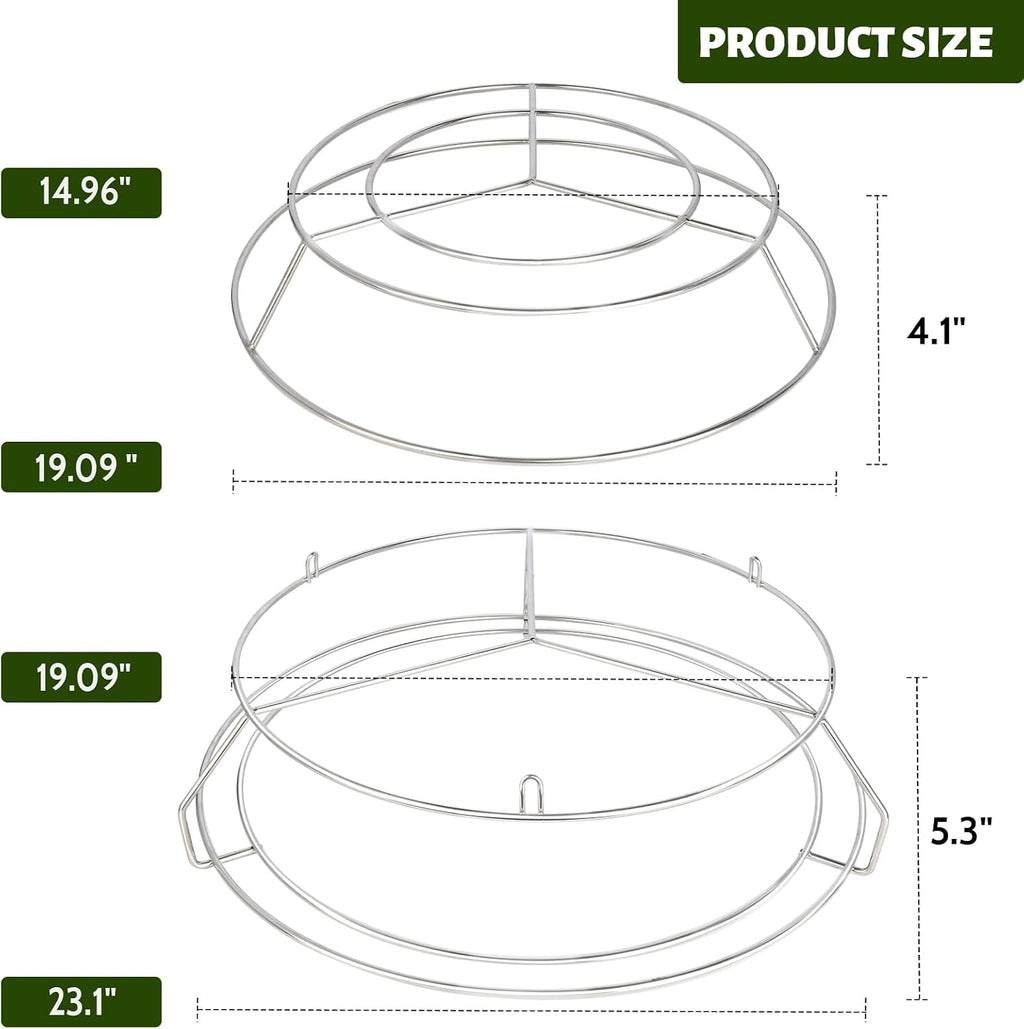 3-Tier Rib Hanging System for Big Green Egg XL, for Kamado Joe Big, Rib Hanger with Removable Cooking Hooks 304 Stainless Steel Replacement Kit Grill Racks BGE Accessories