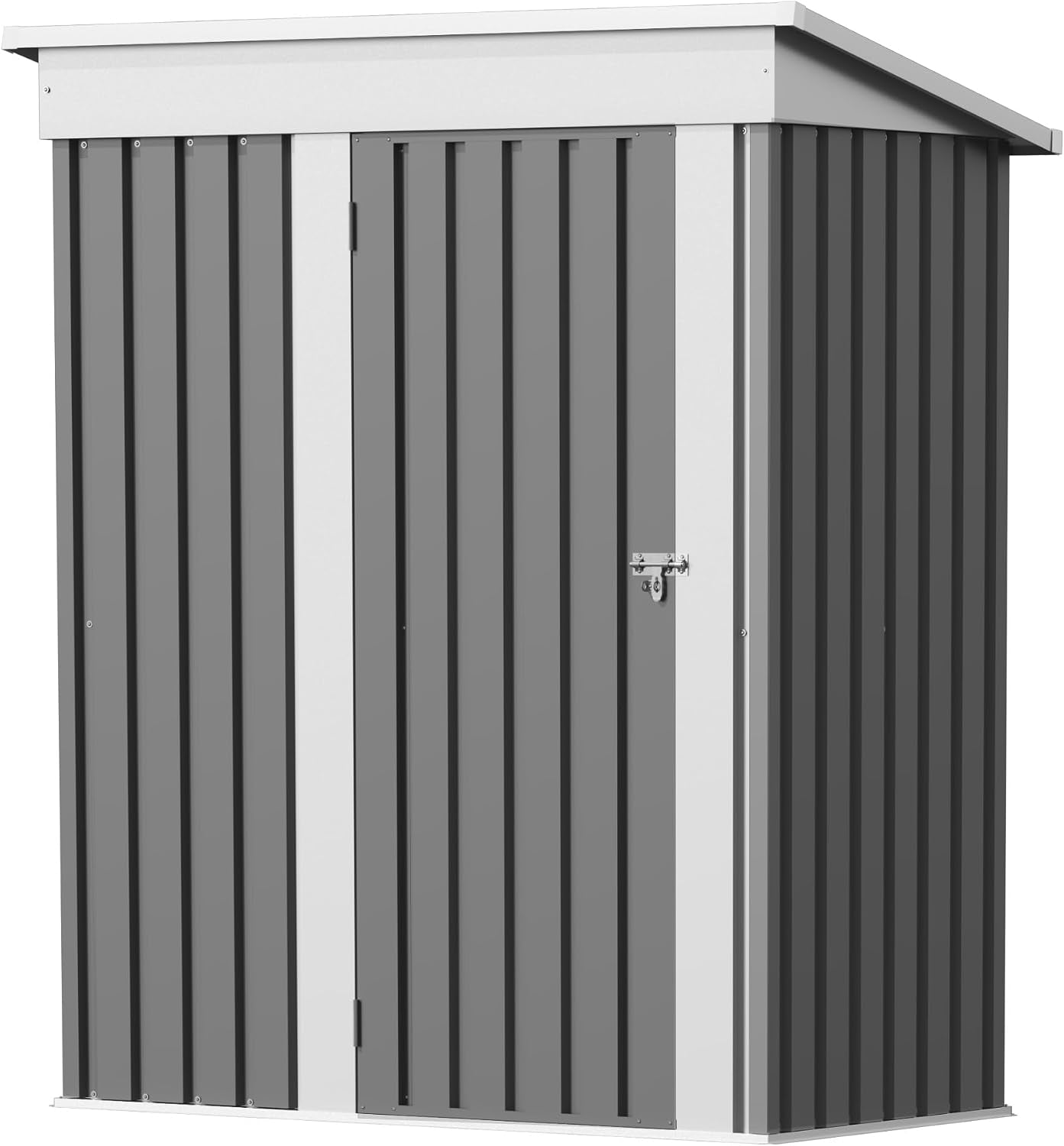 GUNJI 5 x 3 FT Shed Outdoor Storage Shed Metal Garden Shed with Lockable Door Outside Waterproof Tool Shed for Backyard, Patio, Lawn (Gray)