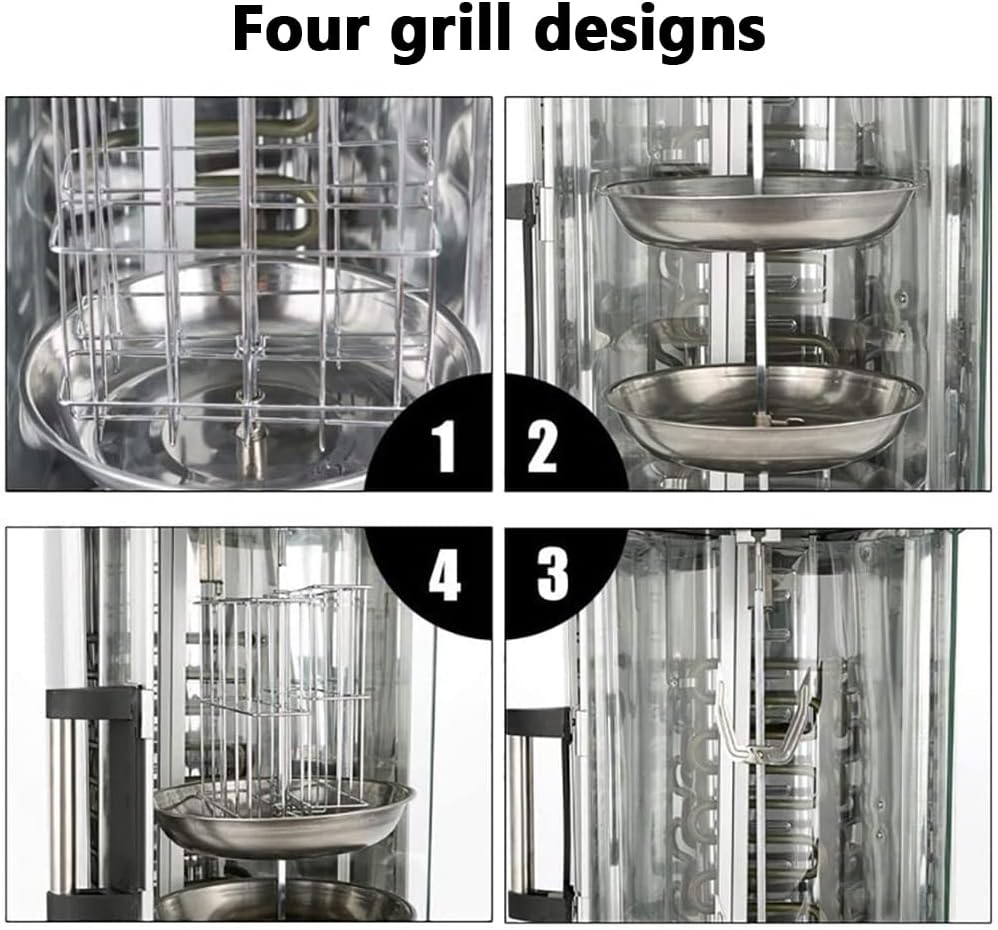 Smokeless Electric BBQ Grill, Automatic Rotating Large Capacity Skewers Machine Brazilian Barbecue Turkey Kebab Machine Grilled Sweet Potato Machine