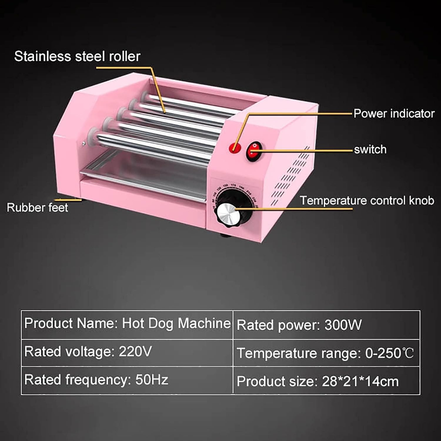 Tabletop hot dog roller machine, electric sausage and hot dog grill, sausage oven, 0-250 degree temperature control.(Green)
