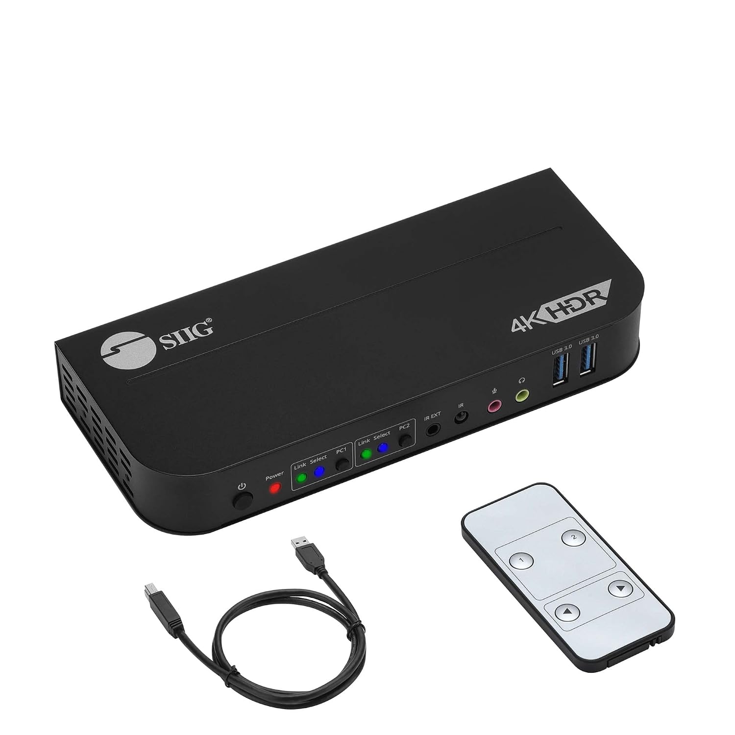 SIIG 2-Port 4K KVM Switch DisplayPort with Remote Control, DP or HDMI Output, 2X USB 3.2 Type-A Ports, Support DisplayPort 1.4/1.2, EDID Bypass, Compatible with Windows and Mac (CE-KV0C11-S1)