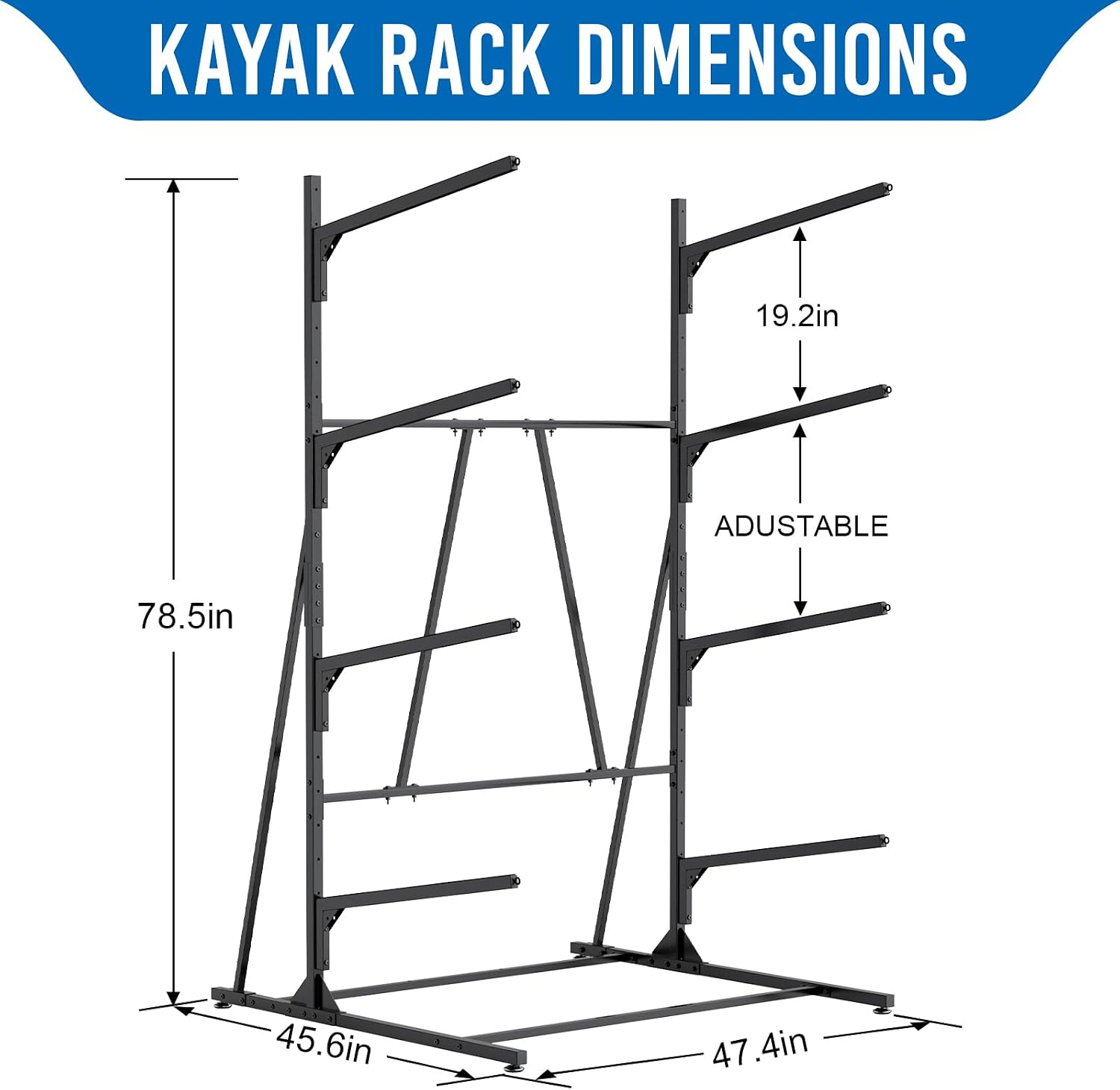 Kayak Racks for Outdoor Storage, Kayak Storage Rack, 4 Tier Adjustable Freestanding Kayak Rack Holder for Paddleboard Surfboard SUP