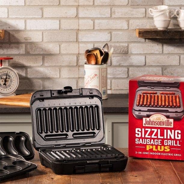 Sizzling Sausage 3-In-1 Grill Plus with Customized Cooking Plates
