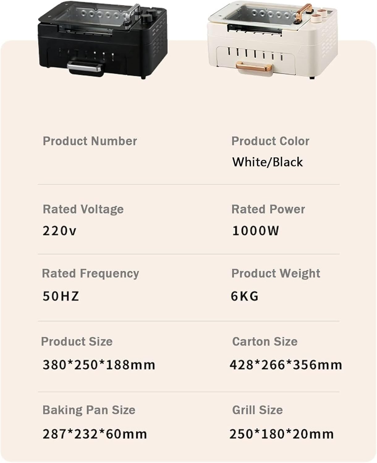 Multipurpose Hot Plate Grill Double Layer, Smokeless Electric Grill, 1000W Health BBQ Grill with Adjustable Temperature, Drip Tray, Easy Clean Table Barbecue Grill for Outdoor Indoor Barbecue,White(Bl