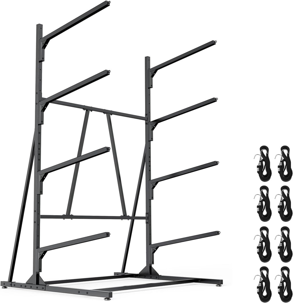 Kayak Racks for Outdoor Storage, Kayak Storage Rack, 4 Tier Adjustable Freestanding Kayak Rack Holder for Paddleboard Surfboard SUP