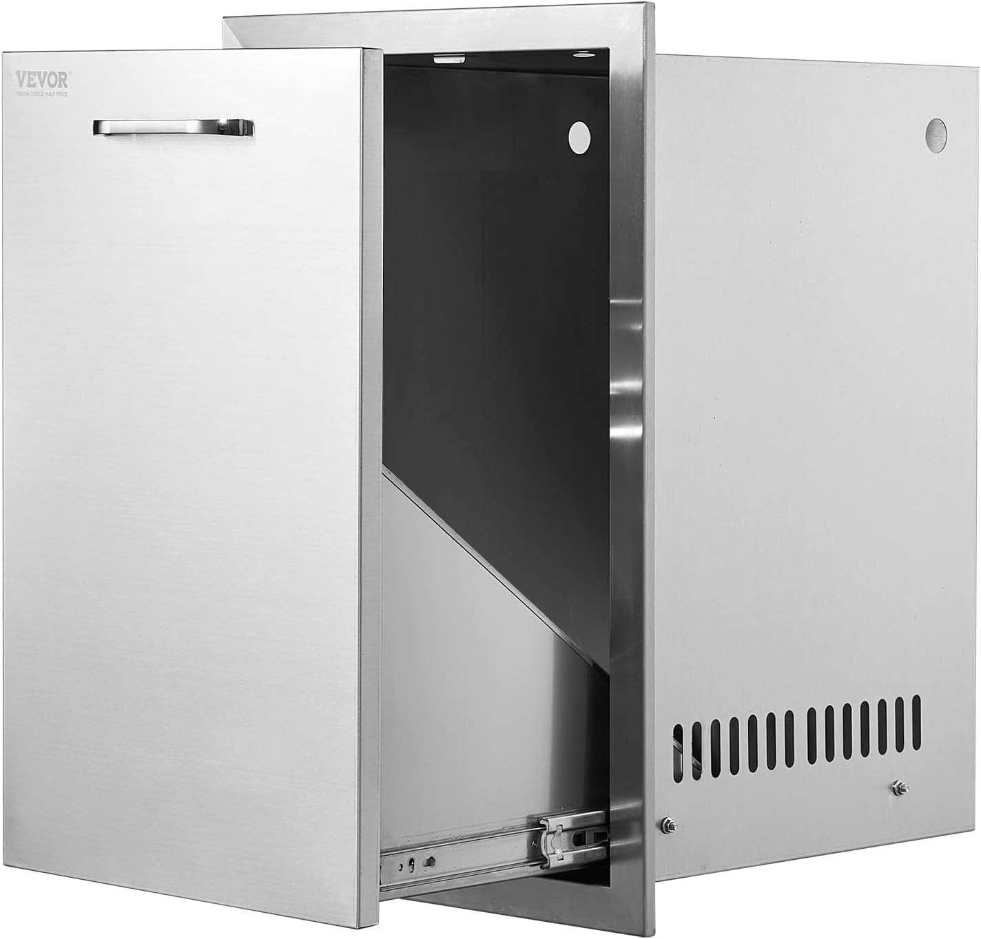 VEVOR Outdoor Kitchen Trash Drawer 16Wx22Hx16'D, Propane Tank Drawer, Stainless Steel Pull Out Trash with Handle, Outdoor Kitchen Cabinets Can Pull Out, BBQ Island Bin, Outside Trash Can Drawer