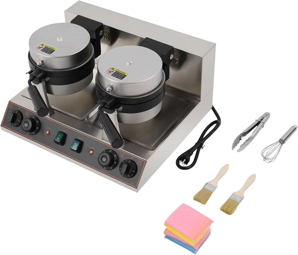 2400W Hamburger Maker, Double-Sided Electric Grill with Timer, 2-Zone Non-Stick Panini Press, 122-572°F Temp Control, 110V for Home Kitchen Food Truck