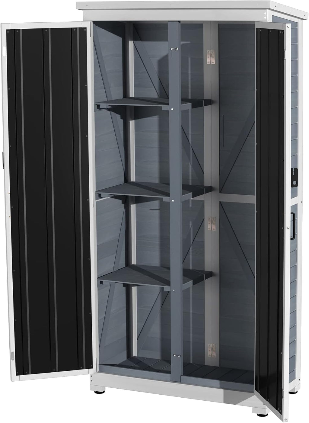GDLF Outdoor Storage Cabinet Wood & Metal Garden Shed with Waterproof Roof and Sturdy Lockable Doors 66'