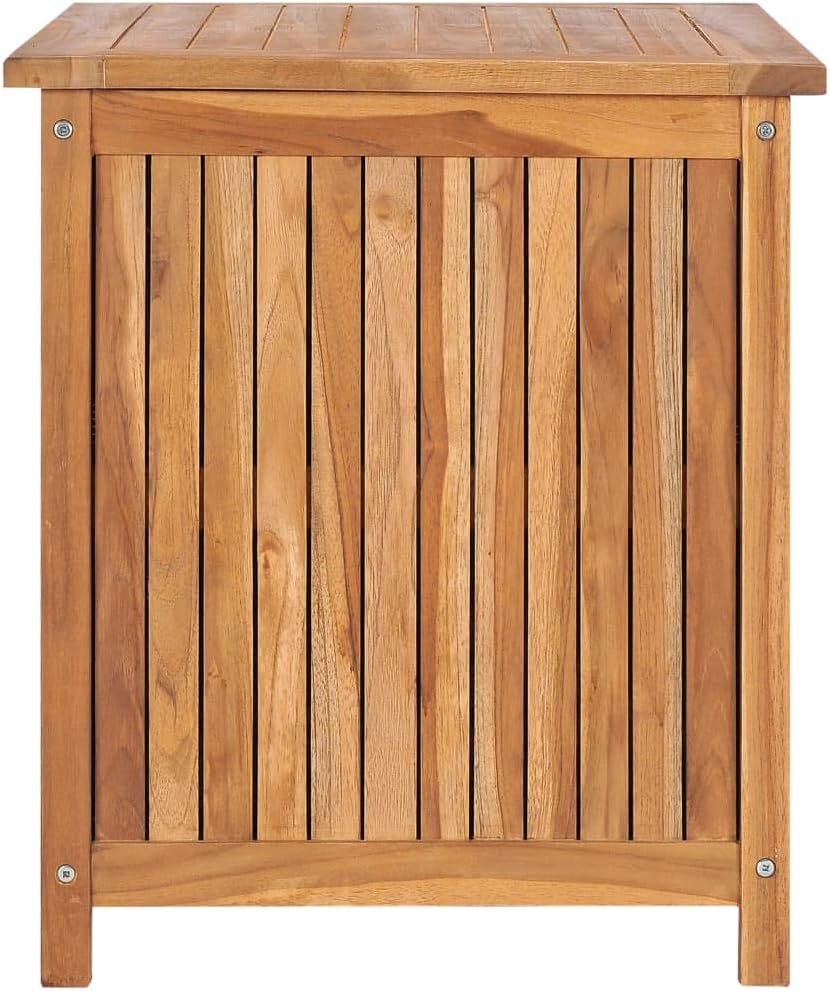 Patio Storage Box Outdoor Solid Teak Wood Deck Box Wooden Outdoor Storage Organization Box with Lid Storage Bench and Waterproof Lining for Garden,Patio,Backyard,23.6'x19.7'x22.8' -AA