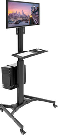 Mount-It! Computer Cart Mobile Desk Workstation with Monitor Mount for Screen up to 32', Rolling Computer Desk PC Cart, Keyboard & Mouse Tray, Rolling Stand with Adjustable CPU Holder, 63.5' Tall