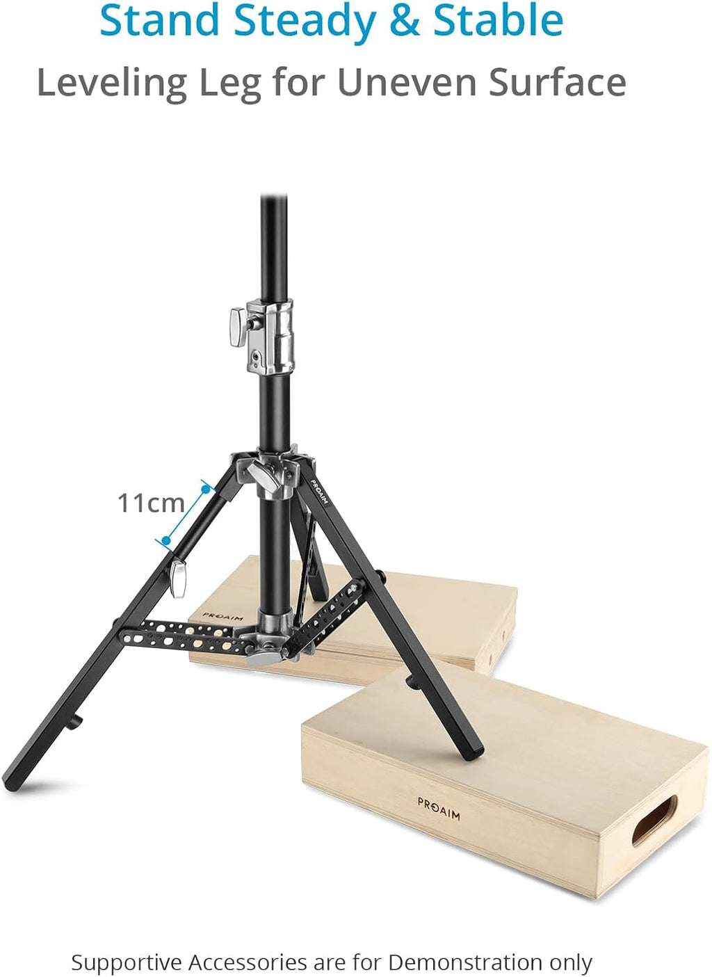 PROAIM 6.16ft Double Riser Rolling Monitor Stand with 5/8' Mount. Includes Rocky Mountain Leg. Height Ranges 33' to 74'. Payload: 33kg/72lb (TP-MNST-01)