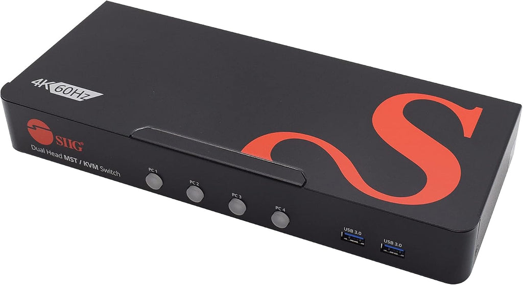 SIIG Dual Monitor DisplayPort KVM Switch 4 Computers 2 Monitors, 4X USB-A 5G, DP 1.4/ 8K 30Hz/ 4K 144hz with 3.5mm Audio & Mic, Keyboard & Mouse, TAA Compliant (CE-KV0H11-S1)
