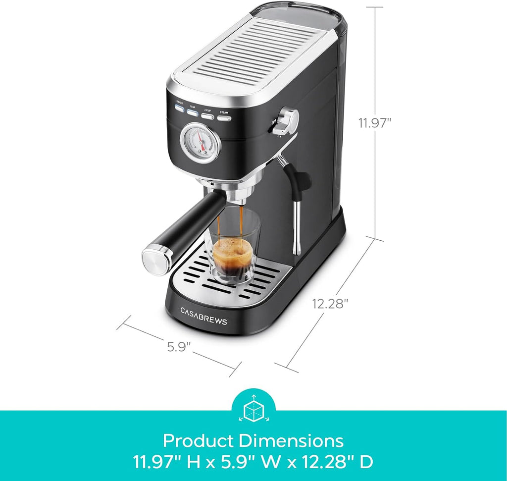 CASABREWS CM5418 Espresso Machine 20 Bar, Stainless Steel Espresso Maker with Milk Frother, Compact Cappuccino Machine for Home, Small Espresso Coffee Machine for Latte, Black