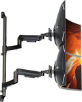 17-49' Dual Monitor Wall Mount - Fits Ultrawide Screens, Heavy Duty Gas Spring Arm with Long 35.4' Pole for Max Height Adjustment, Holds 44 lbs per Arm, VESA 75/100mm, Black