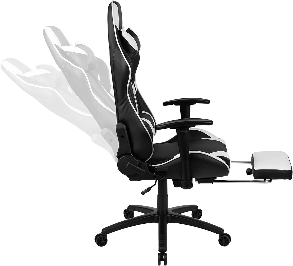 Flash Furniture X30 Gaming Chair Racing Office Ergonomic Computer Chair with Fully Reclining Back and Slide-Out Footrest in Black LeatherSoft
