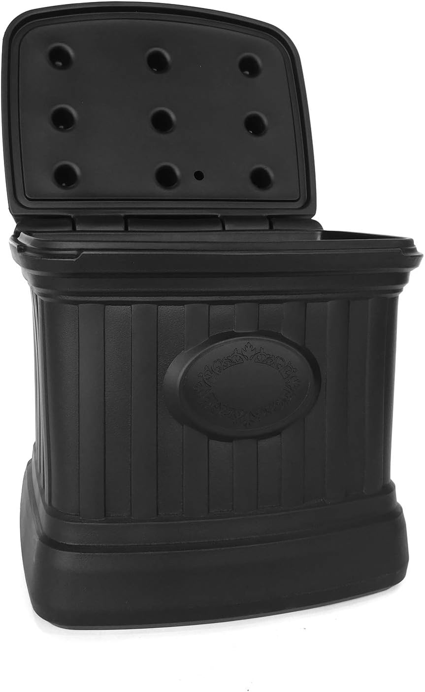 FCMP Outdoor - Outdoor Salt, Sand, and Storage Bin – Residential Deck Box, Multi-purpose for Entranceways, Porch, Patio (SB120-BLK) Black