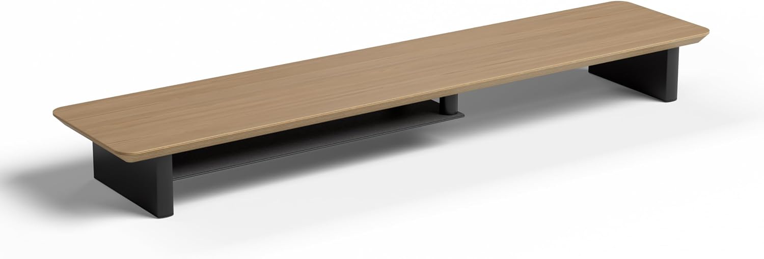 amesoba White Oak Dual‑Tier Ergonomic Desk Setup – Modern Wooden Monitor Stand & Workspace Riser, Home Office & Minimalist Aesthetic (White Oak, Large)