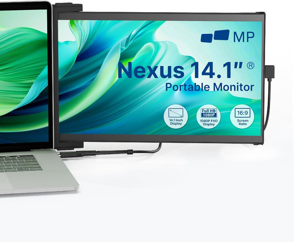 Portable Monitor - 2026 Mobile Pixels Nexus 14.1' Laptop Screen Extender, IPS Ultra Slim Laptop Monitors, USB C/USB A/HDMI 1080P Monitor for 14'-17' Laptops, Windows/macOS/Android/Switch Compatible