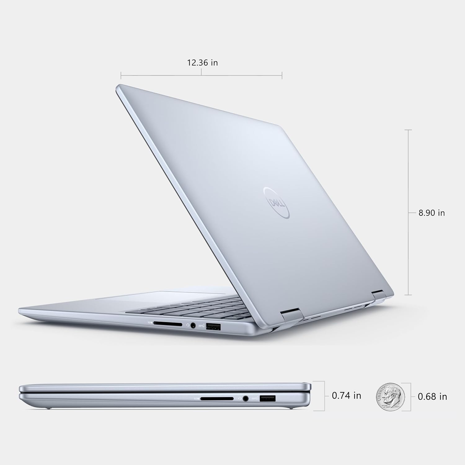 Dell Inspiron 14 2-in-1 FHD+ Touchscreen Laptop for 2025-2026 Student Business, Al Computer, AMD Ryzen 5, 16GB DDR5 RAM, 1TB Storage (512GB SSD +500GB Ext), FP, Backlit KB, Win 11 Pro, Lifetime Office