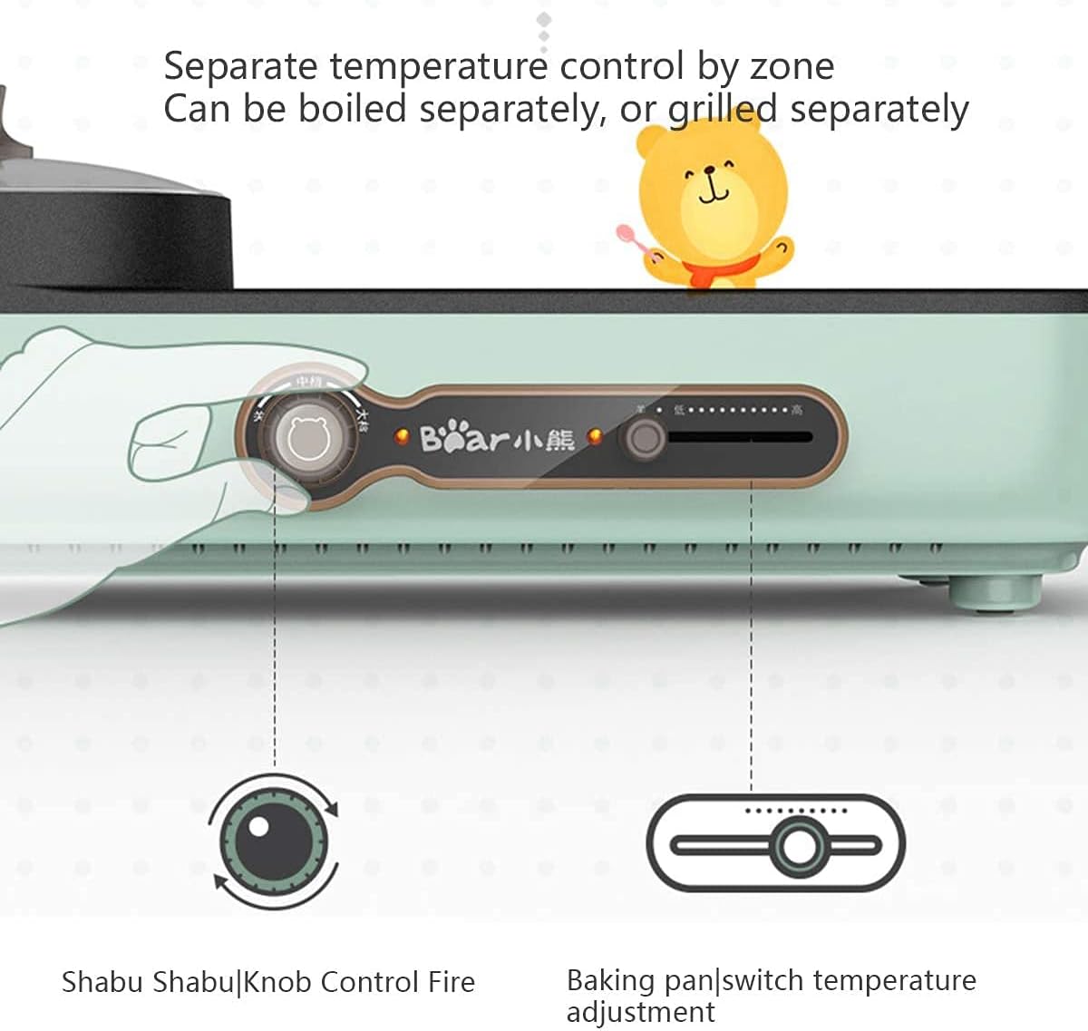 BBQ Smokeless Grill Electric Hot Pot and BBQ Grill, 2000W Multifunctional Smokeless BBQ Hot Pot Integrated Kitchen Pot Large Capacity Family Party Kitchenware