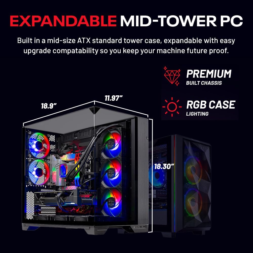 Skytech Gaming O11 Vision Gaming PC, AMD Ryzen 7 9800X3D 4.7GHz, AMD RX 9070XT 16GB, 2TB Gen4 NVMe SSD, 32GB DDR5 RAM 6000, 850W Gold ATX 3 PSU, 360 ARGB AIO, Wi-Fi, Win 11, Desktop