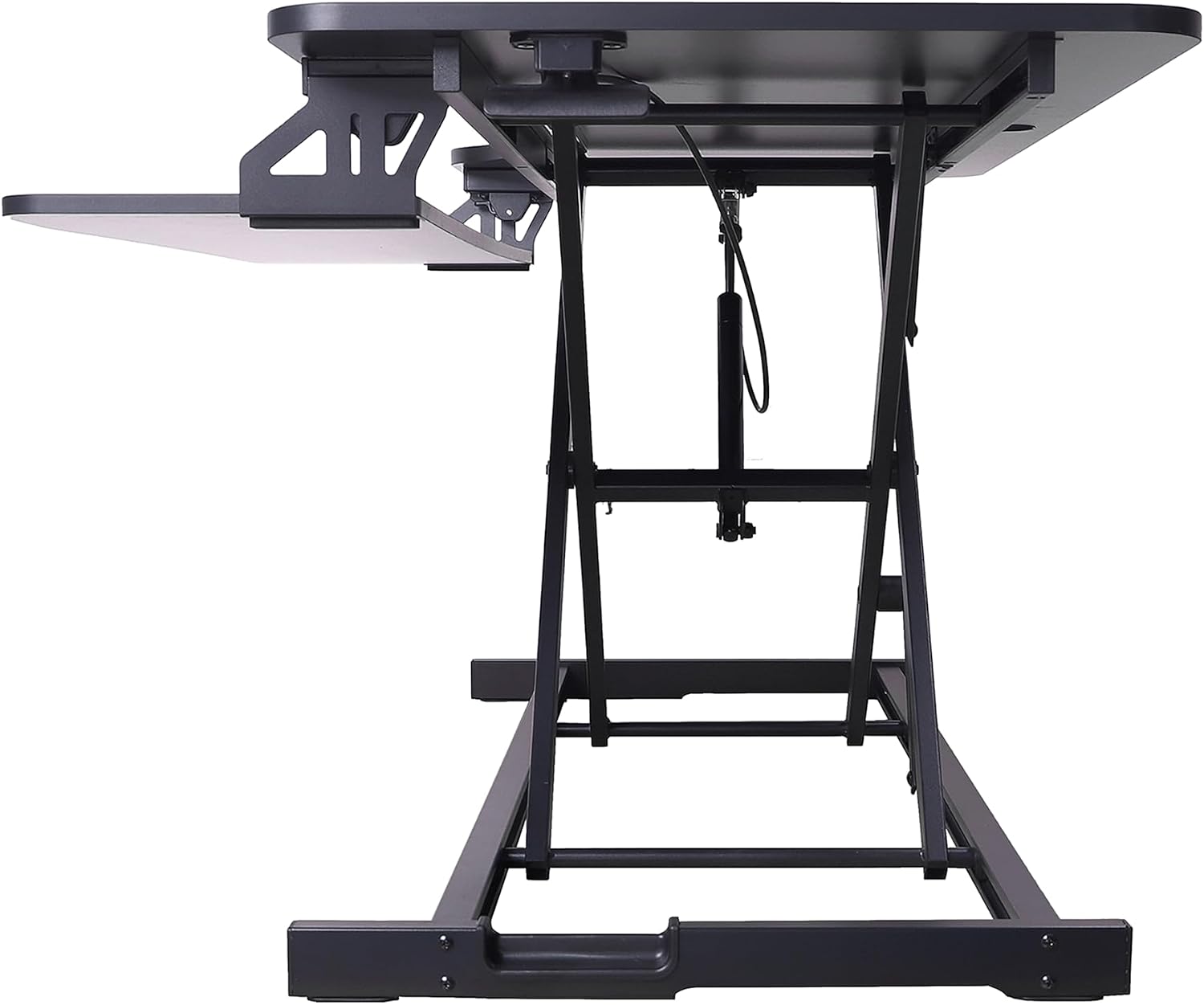 Rocelco 43' Height Adjustable Standing Desk Converter - Tall Sit Stand Up Tabletop Riser with Tablet Slot - Home Office Computer Workstation - Deep Keyboard Tray for Laptop Mouse - Black (R VADRB-43)