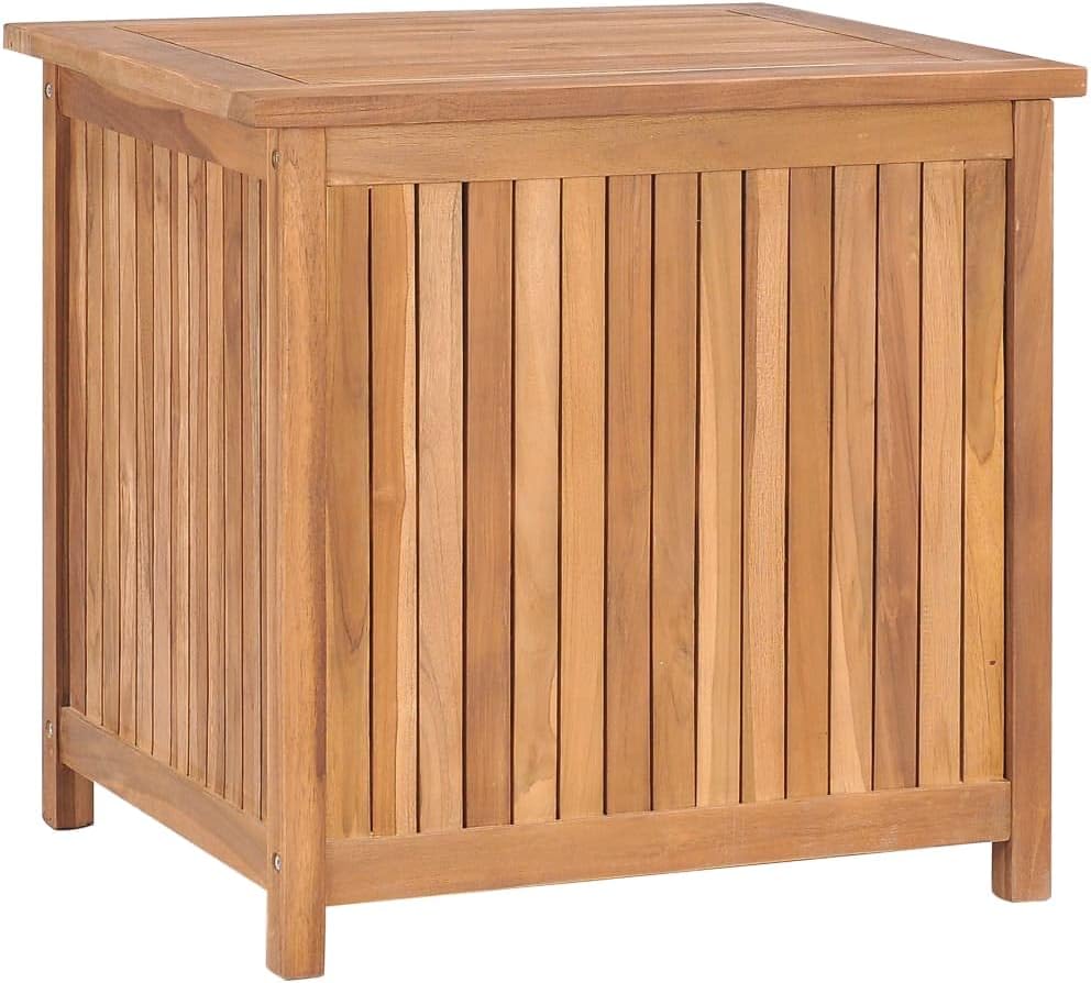 Patio Storage Box Outdoor Solid Teak Wood Deck Box Wooden Outdoor Storage Organization Box with Lid Storage Bench and Waterproof Lining for Garden,Patio,Backyard,23.6'x19.7'x22.8' -AA