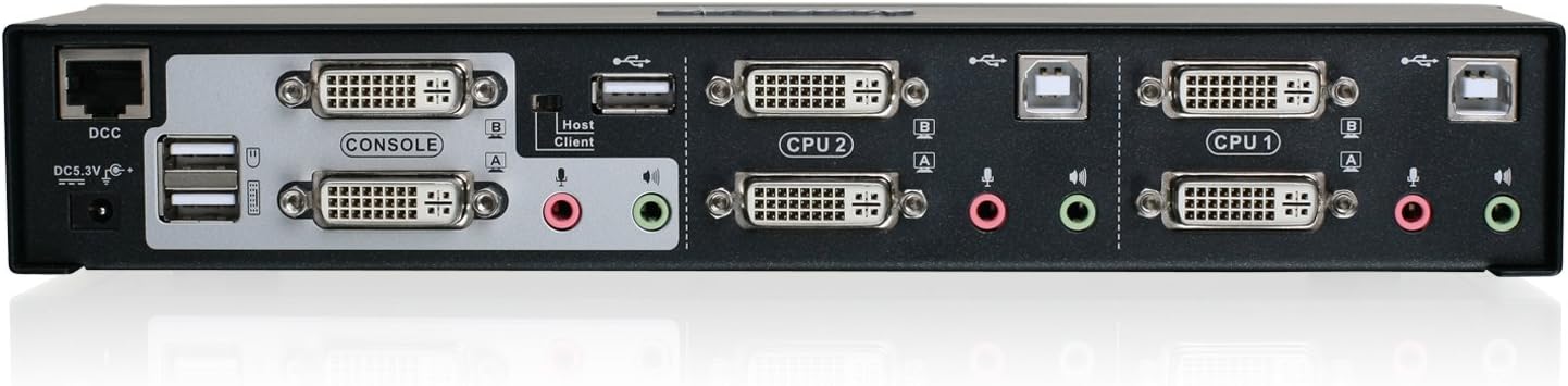 IOGEAR 2-Port Dual View Dual Link DVI KVMP Switch with Audio, w/Full Set of Cables (GCS1642 TAA Compliant)