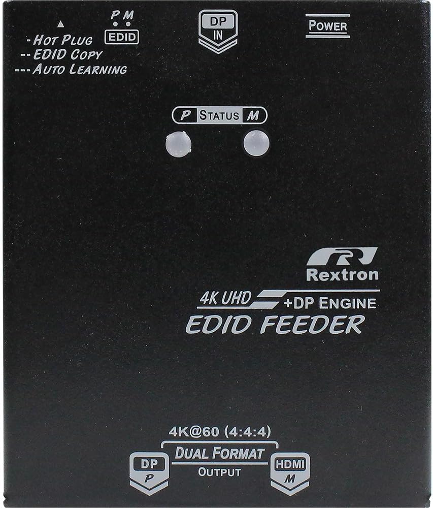 DisplayPort 1.2 EDID Feeder with Splitter Function, Copy, Emulator, Ghost Management, 4K@60Hz, HDCP 2.2/1.4, 2 Custom Modes, USB-Powered, Compatible with DP and HDMI Monitors, VDDC-462DPM