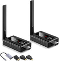Upgraded Wireless HDMI Transmitter and Receivers with LED Screen,165FT Plug & Play 1080P HD Output 5.8GHz Extender for TV Box/Laptop/Projector/Camera to Multiple Screens Black