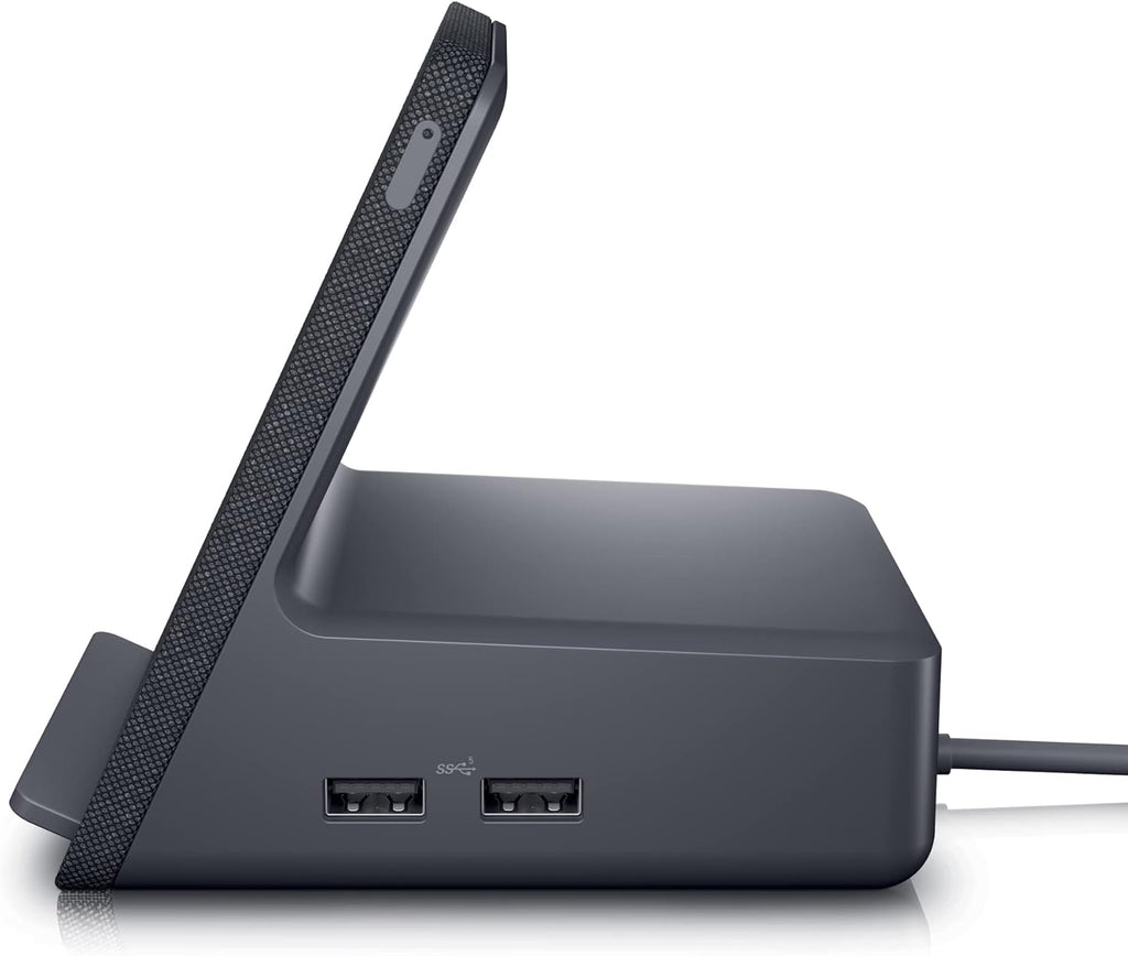 Dell Dual Charge Dock HD22Q - Fabric Wrapped Charging Stand, Type-C Connector, Qi Enabled Charging, Wake-on-Dock, Smartphone Rest, Power Button LED - Magnetite,Black