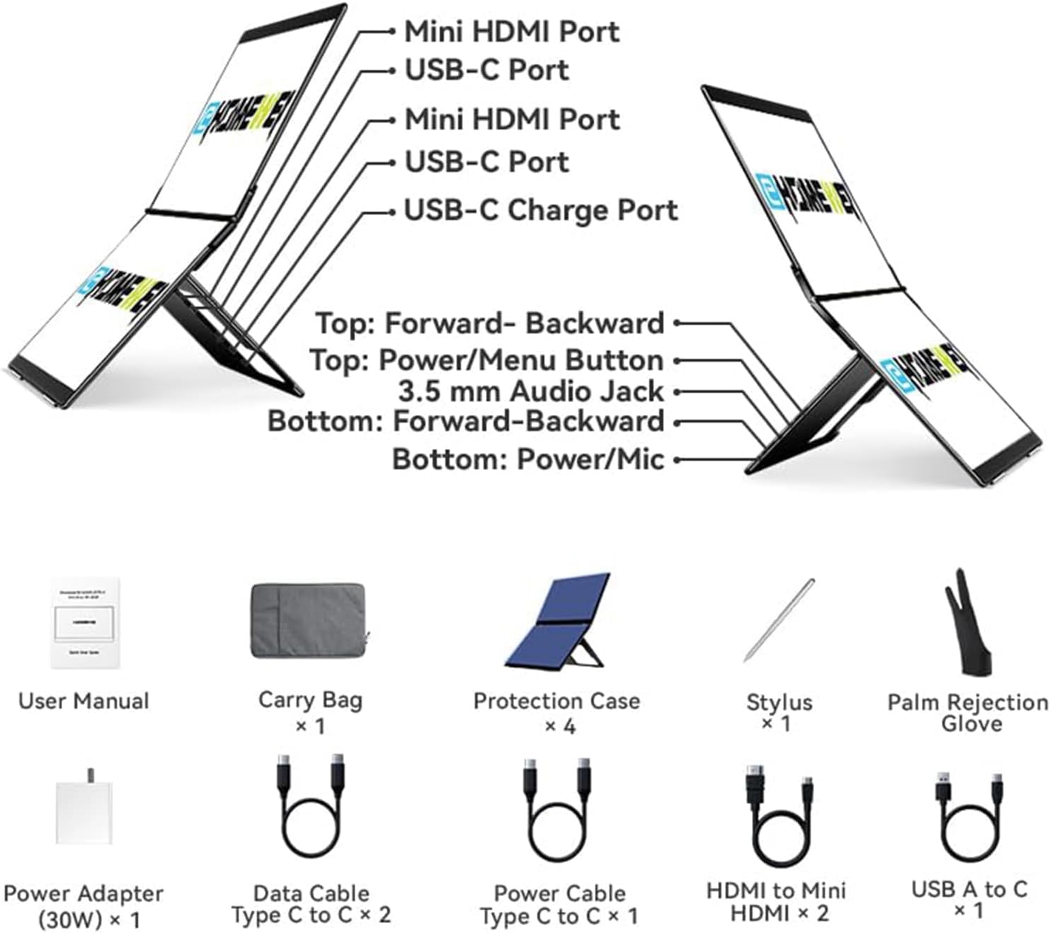 EHOMEWEI X2 Air 2.5K Portable Dual Touchscreen Monitor with Stylus Pen 90Hz 14.2'*2 IPS 2520 * 1680, 400 Nit Brightness, 100% sRGB, for Office/Home/Travel, for Mac/Laptop/Smartphone Extender Screen