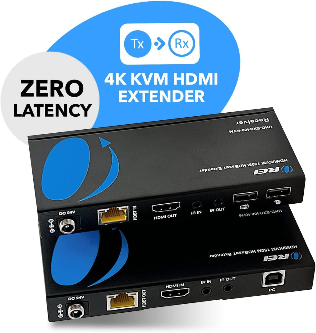 OREI 4K@60Hz KVM HDMI Extender Over Ethernet PoC Single HDBaseT CAT5e/CAT6A/CAT7 Cable - Upto 400 feet 4:4:4 - Remote, Keyboard, Mouse, USB Control