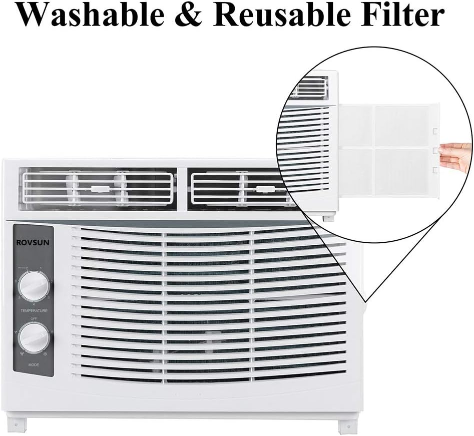 ROVSUN 5000 BTU Air Conditioner Window Unit, 115V/60Hz AC for Window, Cooling Rooms up to 150 Sq. Ft, Easy Install Kit Included, White