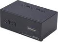 StarTech.com 2-Port Dual-Monitor DisplayPort and HDMI KVM Switch, 4K 60Hz, 2-Port USB 5Gbps Hub, 2X USB HID Ports, TAA Compliant