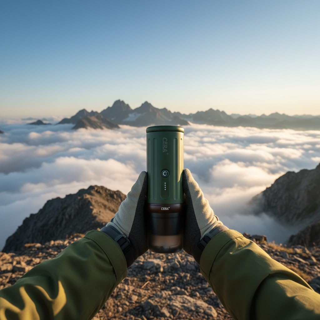 CERA+ Portable Espresso Machine 5-8 Cups per Charge, Self-Heating 20 Bar， NS Pods & Ground Coffee, Epresso Electric Travel Coffee Maker for Outing, Working, Camping