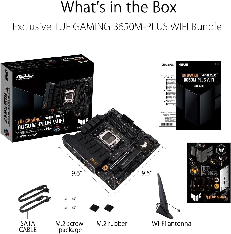 ASUS TUF Gaming B650M-PLUS WiFi AMD B650 AM5 Ryzen™ Desktop 9000 8000 and 7000 ATX Motherboard, 14 Power Stages, PCIe® 5.0 M.2, DDR5 Memory, 2.5 Gb Ethernet, USB4® Support Aura Sync